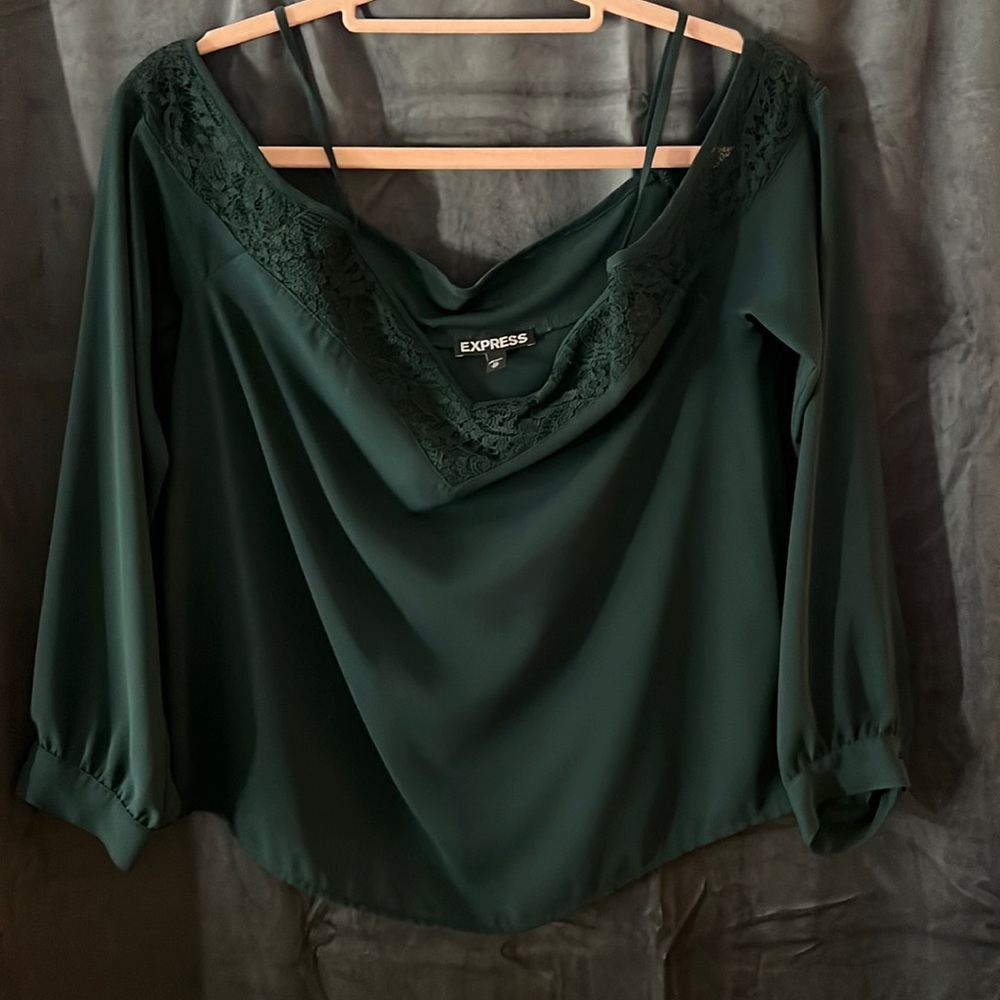 Express dark green blouse